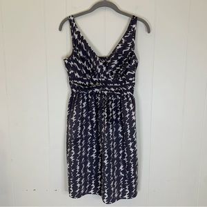 Ann Taylor Slate & White Patterned Sleeveless Dress 0P